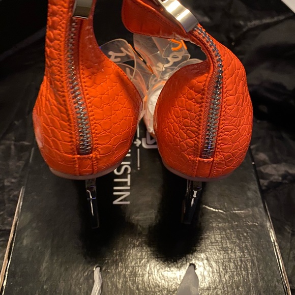 Shane Justin Fashion House Heels Orange size 7 in box/dustbags - Picture 4 of 9